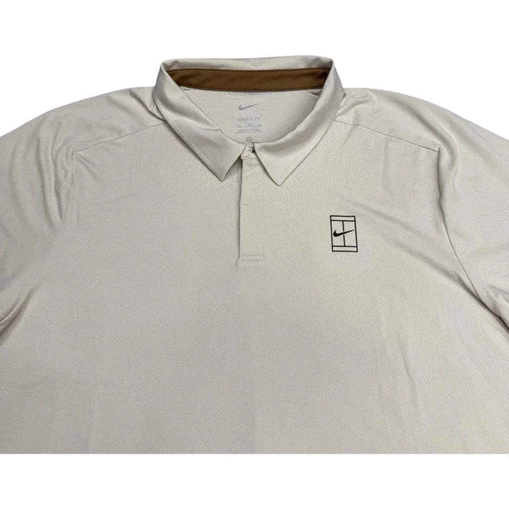 Nike Court Shirt Mens XL Tan Beige Dri-Fit Advantage Tennis Polo FZ6909-126